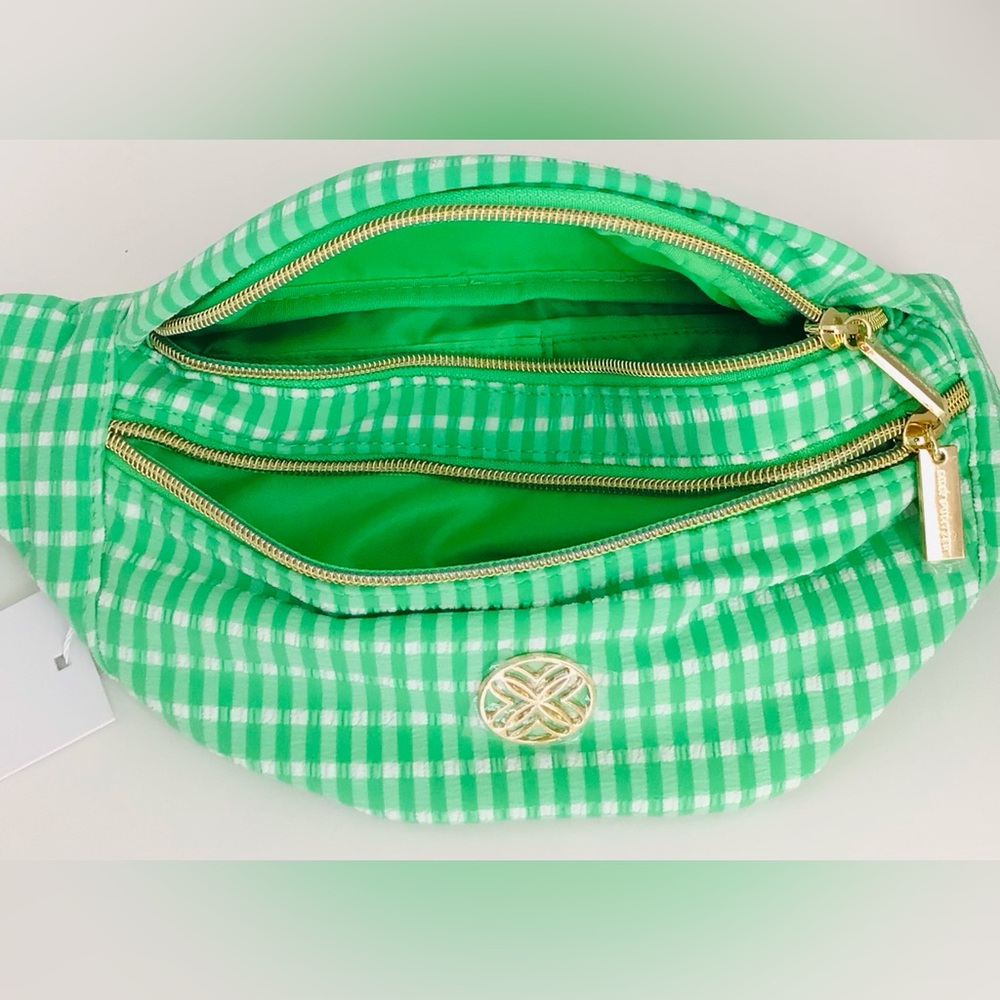 Lilly Pulitzer Gleanna Belt Bag-Fauna Green Performance Gingham-NWT In Package - Picture 6 of 14